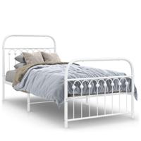 Bedframe met hoofd- en voeteneinde metaal wit 90x200 cm - thumbnail
