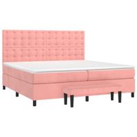 Boxspring met matras fluweel roze 200x200 cm - thumbnail