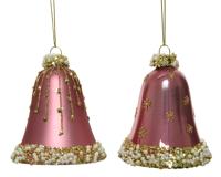 Kersthangerset klokje set a 2 stuks roze - thumbnail