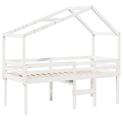 Hoogslaper met dak massief grenenhout wit 75x190 cm