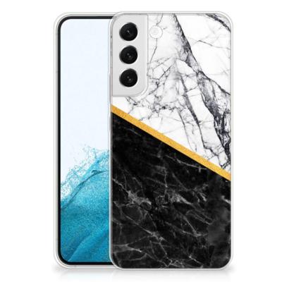 Samsung Galaxy S22 Plus | TPU | Siliconen hoesje | Marmer Wit Zwart - Origineel Cadeau Man Samsung Galaxy S22 Plus | TPU | Siliconen hoesje | Marmer Wit Zwart - Origineel Cadeau Man