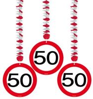 Hangdecoratie verkeersbord &apos;50&apos; - thumbnail