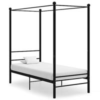Hemelbedframe metaal zwart 90x200 cm - thumbnail
