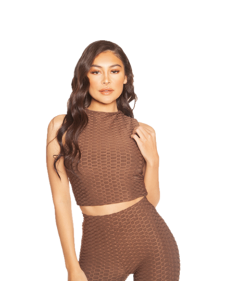 LA Sisters Honeycomb Crop Top Brown - Maat M - Kleur: Bruin | Soccerfanshop