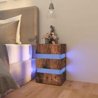 Nachtkastje 45x35x67 cm bewerkt hout gerookt eikenkleurig - thumbnail
