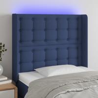Hoofdbord LED 147x16x118/128 cm stof blauw - thumbnail