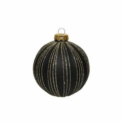 Kerstbal glas 3ass light gold veins black antique Decoris - Decoris