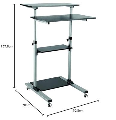 LogiLink Zit-sta-bureau BP0070 BP0070 Kleur tafelblad: Zwart (b x d) 700 mm x 705 mm Zilver - thumbnail