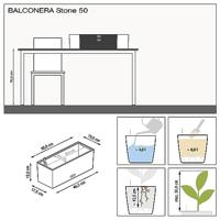 LECHUZA Jardiniere - Balconera steen 50 - 50×19×19 cm - Complete set - Steengrijs - 8 L - thumbnail