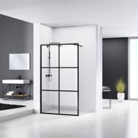 Douchewand Van Rijn ST04 Helder Glas 8 mm 6 delen Aluminium Profiel Zwart 110x200 cm van Rijn - thumbnail