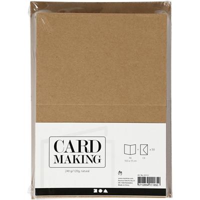 Creativ Company Kaarten en enveloppen naturel, 50 sets - thumbnail
