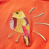 Kindershirt met lange mouwen vogelprint 104 donkeroranje - thumbnail
