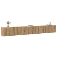 3-delig Tv-meubelset wandmontage bewerkt hout artisanaal eiken - thumbnail