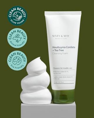 Mary & May Houttuynia Cordata +Tea Tree Cleansing Foam 150 ml Make-up verwijderaar en reiniger