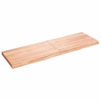 Tafelblad 160x50x(2-6)cm behandeld massief eikenhout lichtbruin - thumbnail