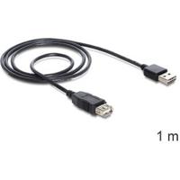 Delock USB-kabel USB 2.0 USB-A stekker, USB-A bus 1.00 m Zwart Stekker past op beide manieren, Vergulde steekcontacten, UL gecertificeerd 83370 - thumbnail