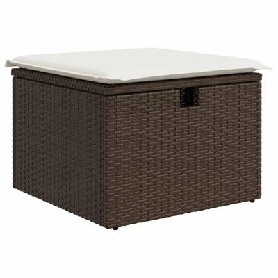 4-delige Loungeset met kussens poly rattan bruin - thumbnail