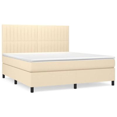 Boxspring met matras stof crèmekleurig 160x200 cm