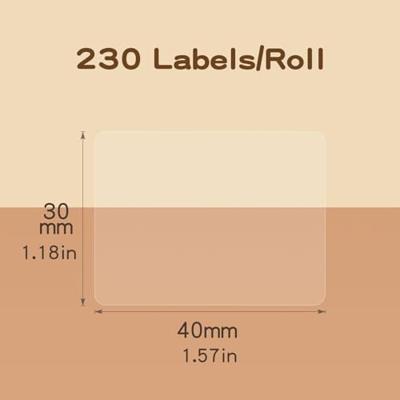 NIIMBOT A2G88318801 Etiketten (rol) 40 x 30 mm Transparant 230 stuk(s) Universele etiketten