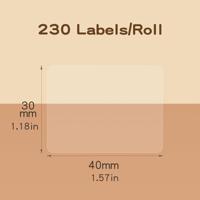 NIIMBOT A2G88318801 Etiketten (rol) 40 x 30 mm Transparant 230 stuk(s) Universele etiketten - thumbnail