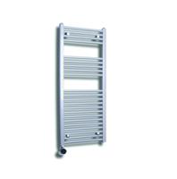 Elektrische Design Radiator Sanicare Plug & Play 111,8x45 cm Zilver Grijs 596 Watt Met Chroom Thermostaat Links - thumbnail