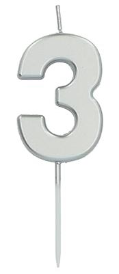 Cijferkaars &apos;3&apos; Zilverkleurig 5cm