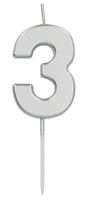 Cijferkaars &apos;3&apos; Zilverkleurig 5cm - thumbnail