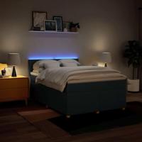 Boxspring met matras stof blauw 140x190 cm - thumbnail