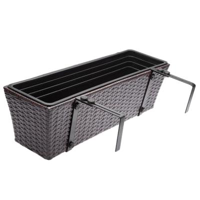 Polyrotan Balkonbak Set van 2 kleur Bruin