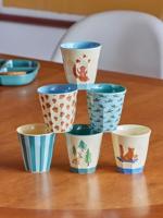 6-delige set melamine kinderbekers BLUE HAPPY FOREST rice 160 ml hemelsblauw - thumbnail
