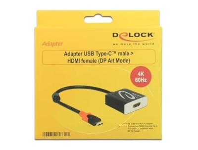 Delock 62730 USB-C / HDMI Adapter [1x USB-C stekker - 1x HDMI-bus] Zwart 0 mm