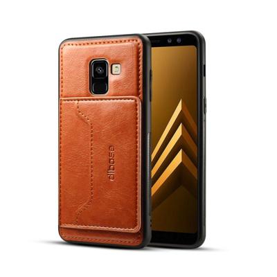 Dibase voor Galaxy A8 PLUS (2018) TPU + PC + PU Crazy Horse textuur beschermende Case met houder & kaart van Slots(Brown) Dibase voor Galaxy A8 PLUS (2018) TPU + PC + PU Crazy Horse textuur beschermende Case met houder & kaart van Slots(Brown)