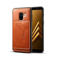 Dibase voor Galaxy A8 PLUS (2018) TPU + PC + PU Crazy Horse textuur beschermende Case met houder & kaart van Slots(Brown) - thumbnail