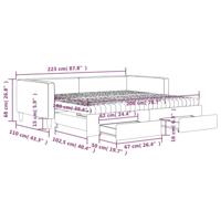 Slaapbank met onderschuifbed en lades 100x200 cm stof crème - thumbnail