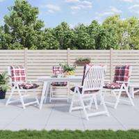 VidaXL Stoelkussens 4 st lage rug ruitpatroon oxford stof rood - thumbnail