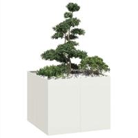 VidaXL Plantenbak 100x100x80 cm staal wit - thumbnail