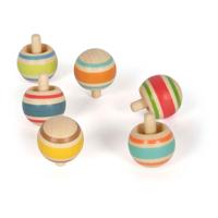 Small Foot - houten tollen gestreept, set van 6 - thumbnail