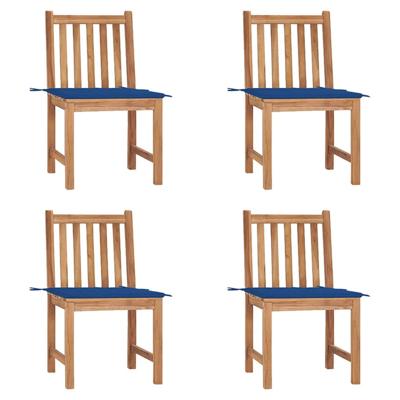 Tuinstoelen 4 st met kussens massief teakhout