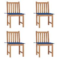 Tuinstoelen 4 st met kussens massief teakhout - thumbnail