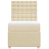 Boxspring met matras stof crèmekleurig 90x190 cm - thumbnail