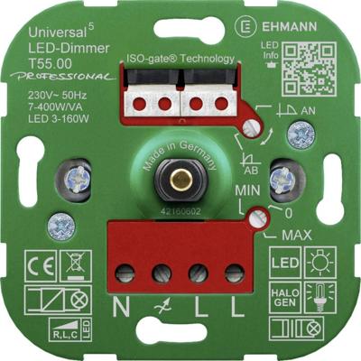 Ehmann 5500x0000 Universele dimmer Geschikt voor lampen: LED-lamp, Halogeenlamp, Gloeilamp, Filament-LEDs, LED-driver Ehmann 5500x0000 Universele dimmer Geschikt voor lampen: LED-lamp, Halogeenlamp, Gloeilamp, Filament-LEDs, LED-driver