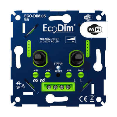 EcoDim Slimme Duo LED WiFi Inbouwdimmer (ECO-DIM.05 WiFi) EcoDim Slimme Duo LED WiFi Inbouwdimmer (ECO-DIM.05 WiFi)