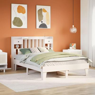 Bedframe zonder matras massief grenenhout wit 140x200 cm