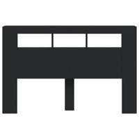 Hoofdeinde met LED 160x18,5x103,5 cm bewerkt hout zwart - thumbnail