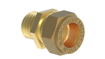 Kirchhoff Messing overgangsstuk, blank, 15 mm x 3/8"ET, klemkoppeling voor koperen buis - 989457317