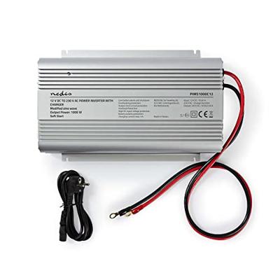 Stroomomvormer Gemodificeerde Sinusgolf | 12 V DC - 230 V AC | 1000 W | 2x Schuko-Uitgang | Oplaadfunctie