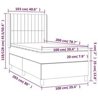 Boxspring met matras stof lichtgrijs 100x200 cm - thumbnail