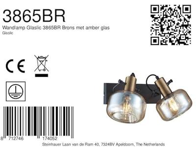 Steinhauer Dubbele wandlampGlaslic amber glas - 3865BR