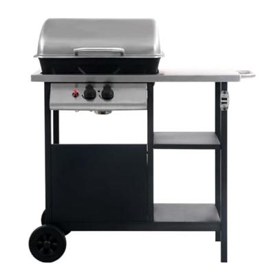 VidaXL Gasbarbecue met 3-laags zijtafel zwart en zilverkleurig