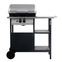 VidaXL Gasbarbecue met 3-laags zijtafel zwart en zilverkleurig - thumbnail